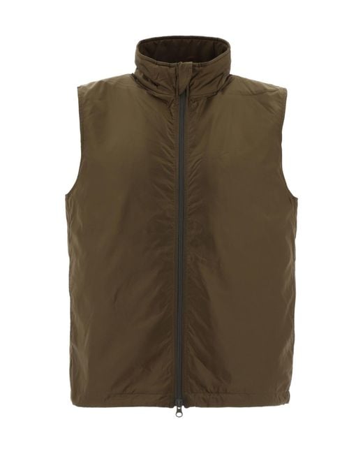 Aspesi Green Zip-Up Straight Hem Padded Gilet for men