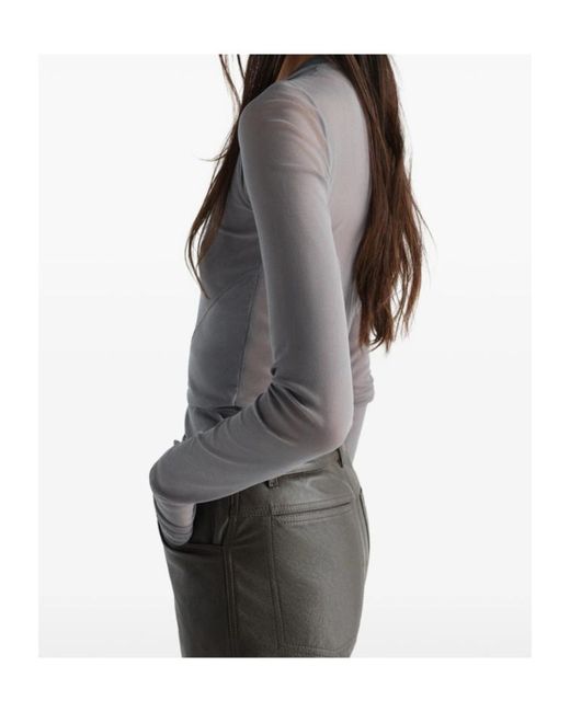 Lemaire Gray Ballet-Style Mesh Knit Wrap Top