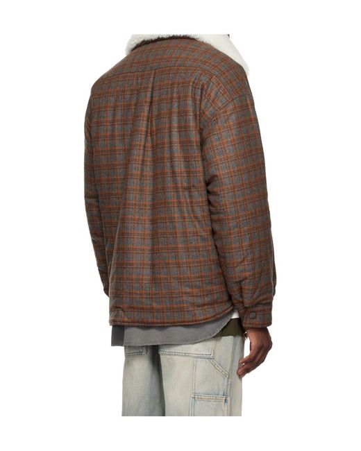we11done Brown Check-Print Jacket for men