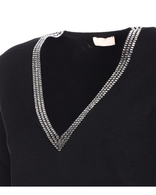 Liu Jo Black Embellished V-Neck Jumper