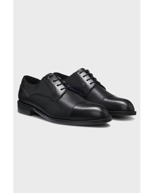 Boss Black Cap-Toe Derby Shoes for men