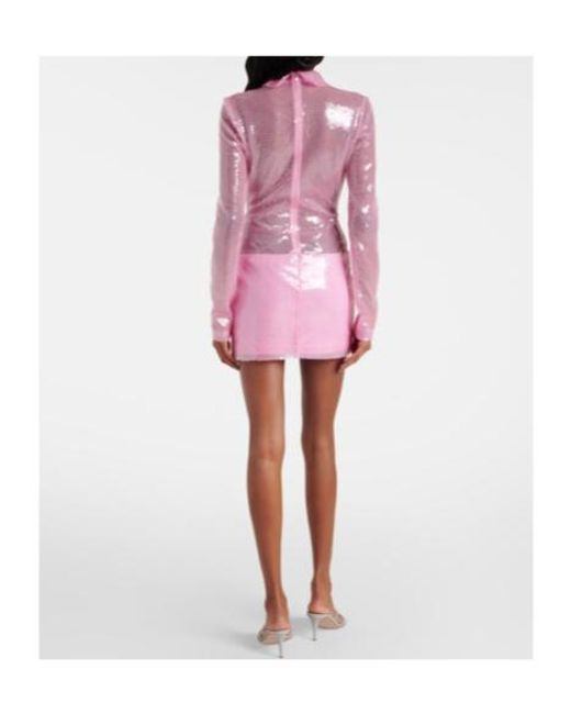 David Koma Pink Sequined Polo Dress