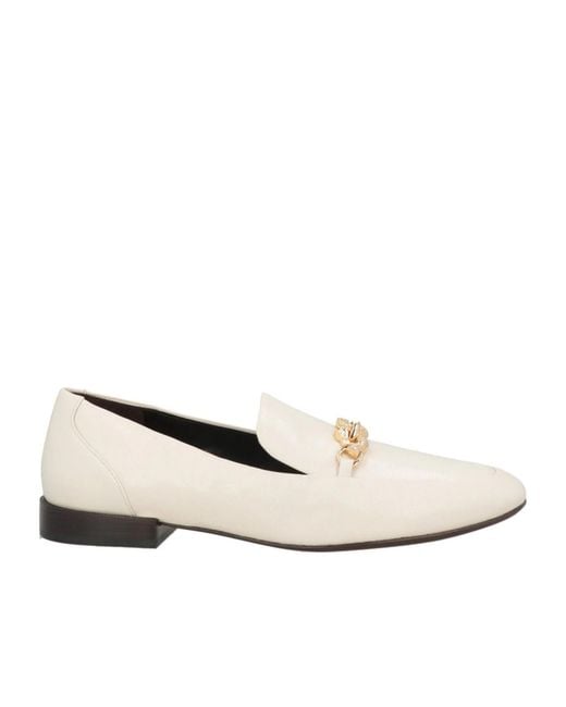Tory Burch White Leather Loafers