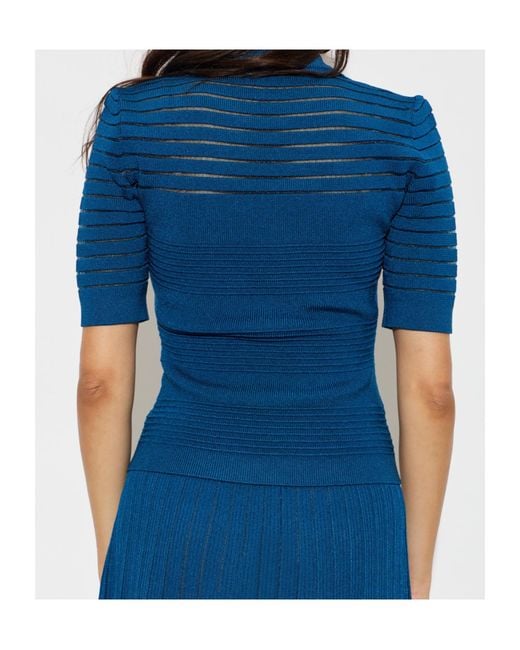 Balmain Blue Short-Sleeved Knitwear