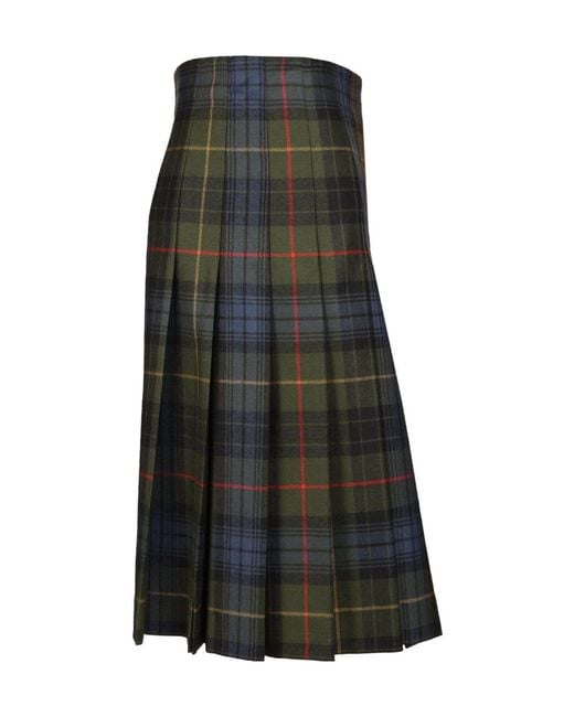 Etro Green Pleated Midi Skirt Macro Check