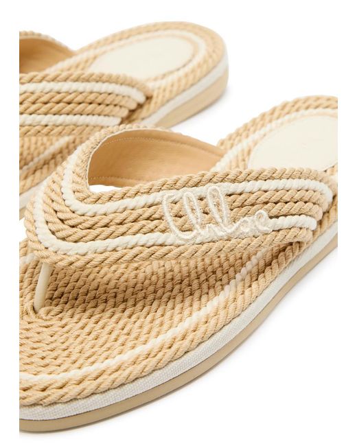 Chloé Natural Hand-Woven Leather Strap Slide Sandals