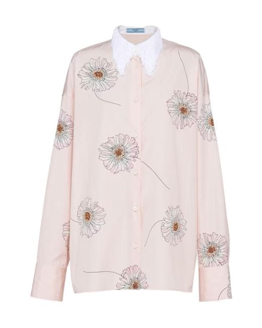 Prada Pink Printed Poplin Shirt