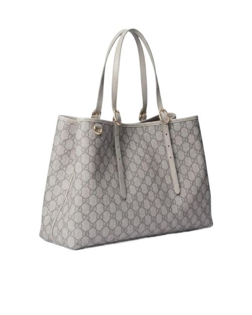 Gucci Gray Gg Emblem Large Tote Bag