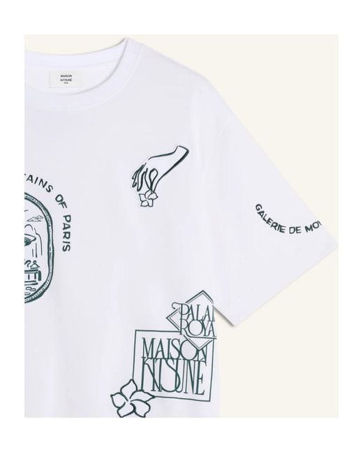 Maison Kitsuné White Short-Sleeved T-Shirt for men