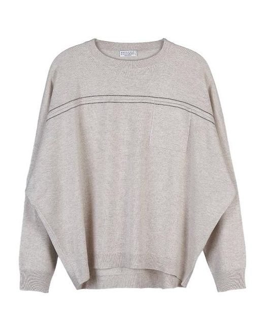 Brunello Cucinelli Gray Long-Sleeved Sweater