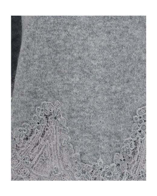 Ermanno Scervino Gray Lace Trim Jumper