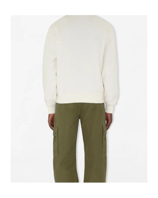 Burberry White Logo Embroidered Checked Sweatshirt for men