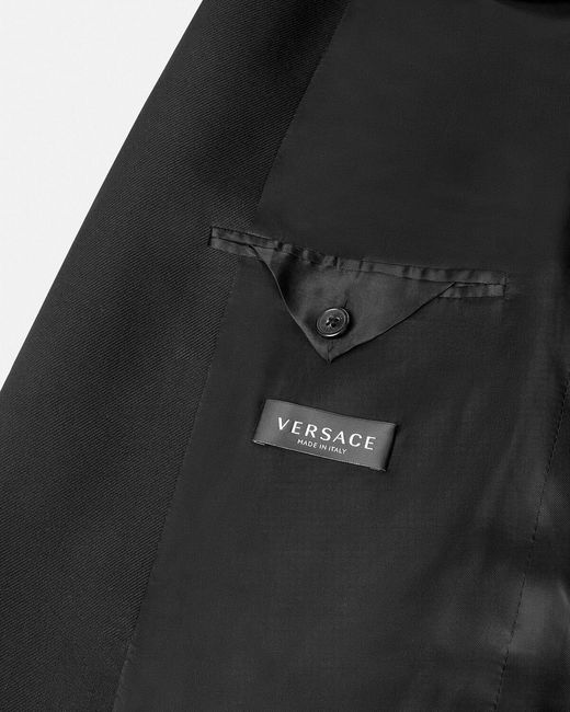 Versace Black Double-Breasted Tailored Blazer for men
