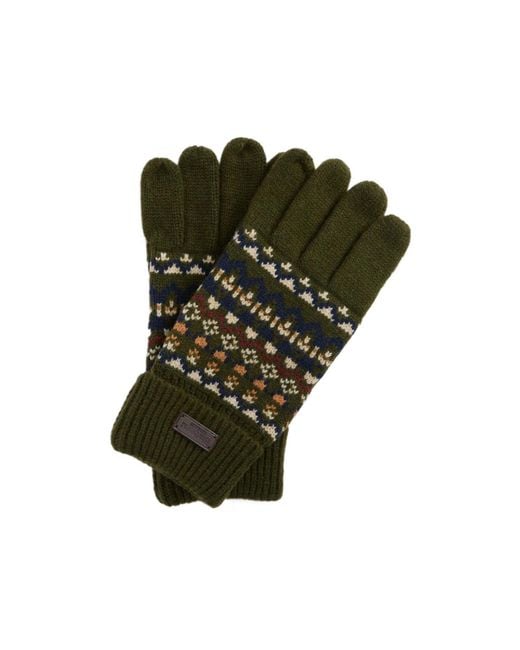 Barbour Green Knitted Gloves for men