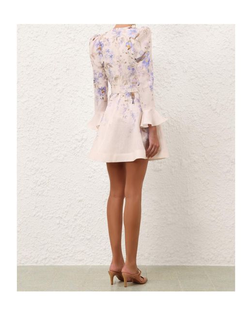 Zimmermann Pink Luna Plunge Mini Dress