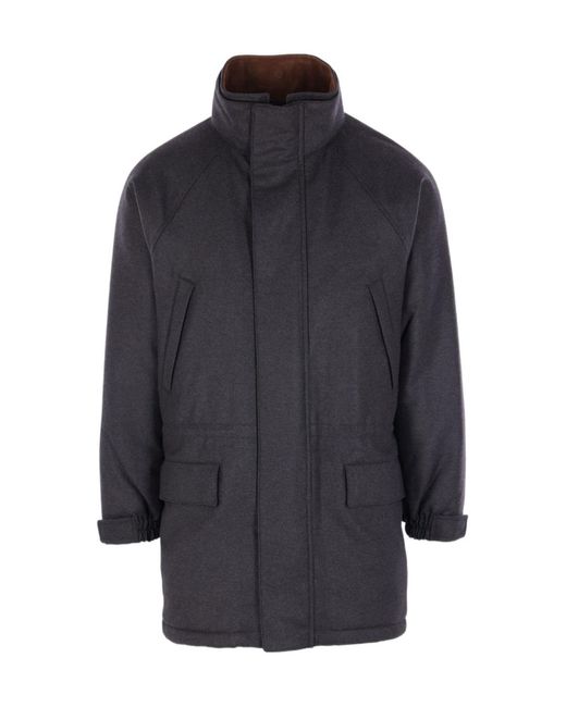 Auralee Blue Quilted High-Neck Jacket for men