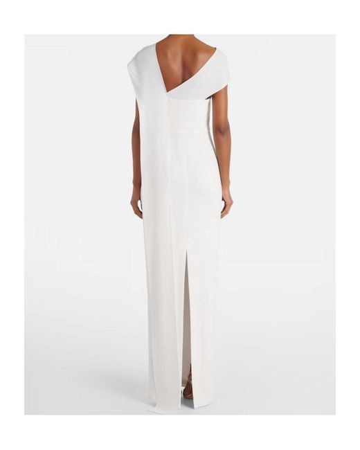 Roland Mouret White Bridal Asymmetric Cady Gown