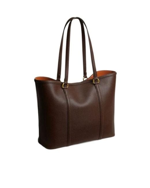 COACH Brown Metal Logo Tote Bag