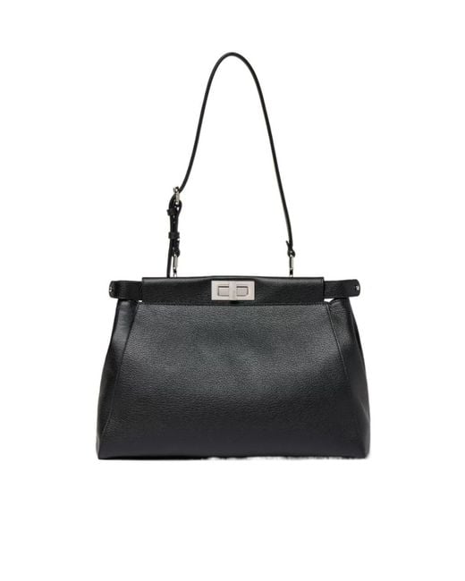Fendi Black My Peekaboo Medium Leather Bag Embroidered With Mirrors