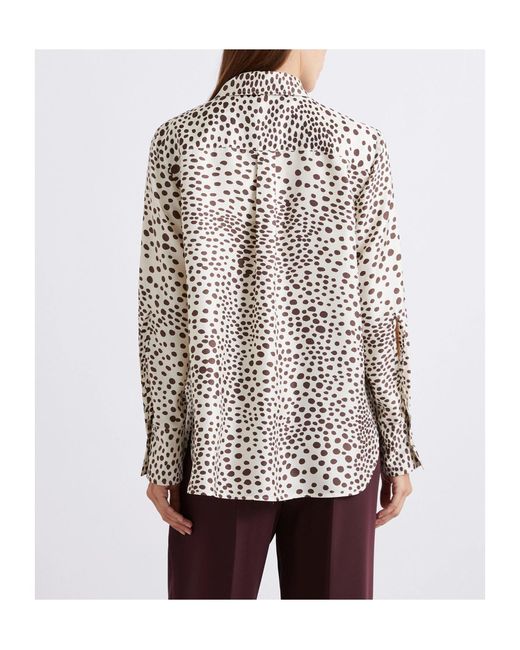 Marella White Printed Silk Twill Shirt