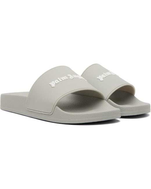 Palm Angels White Classic Logo Slippers for men
