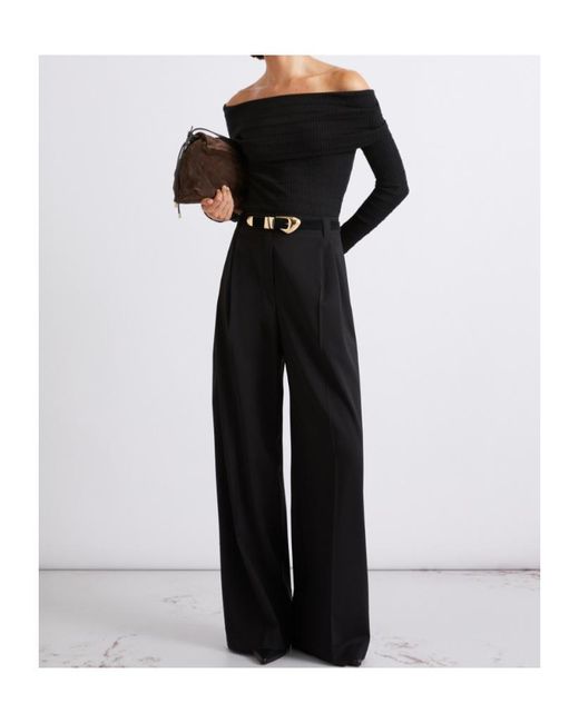 Marella Black Viscose Cowl-Neck Sweater