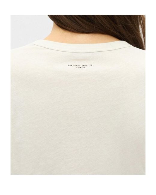 Ann Demeulemeester White Dot Graphic-Print Ruched Top