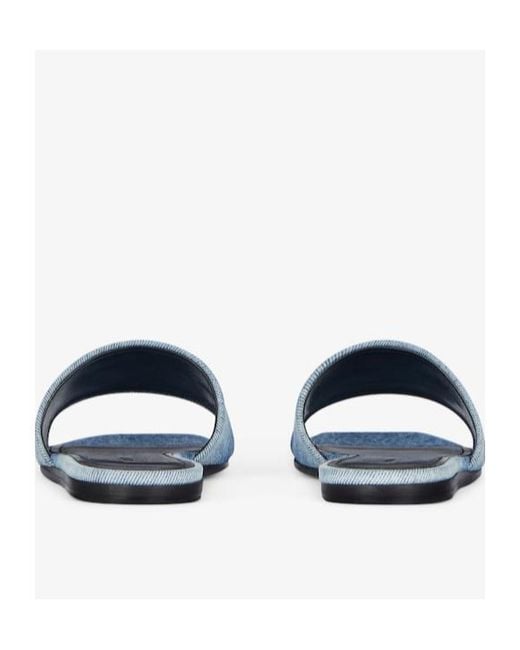 Givenchy Blue Logo Detailed Denim Flat Mules