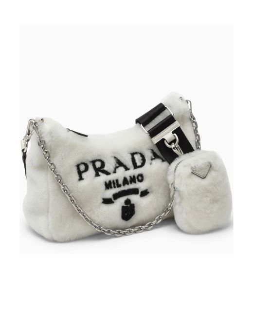 Prada White Re-Edition 2005 Mini Logo Three-In-One Shoulder Bag