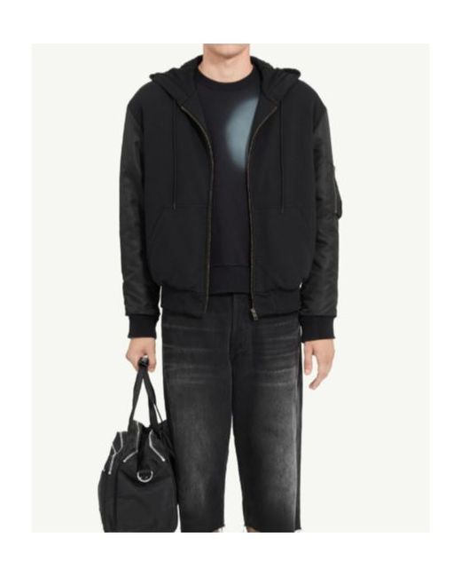 MM6 by Maison Margiela Blue Zip-Up Gathered-Sleeve Hoodie for men