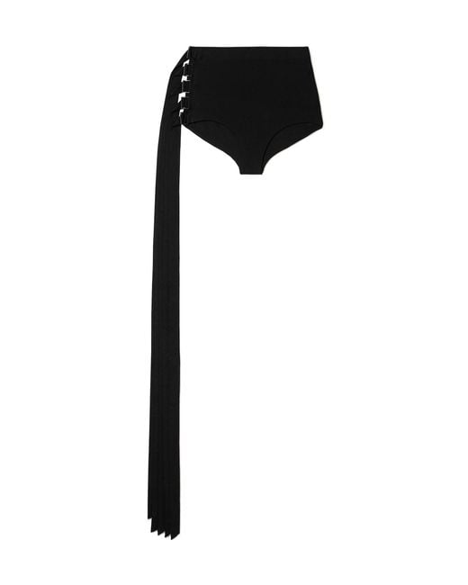 Ann Demeulemeester Black Xana Buckled Fringed Stretch-Crepe Shorts