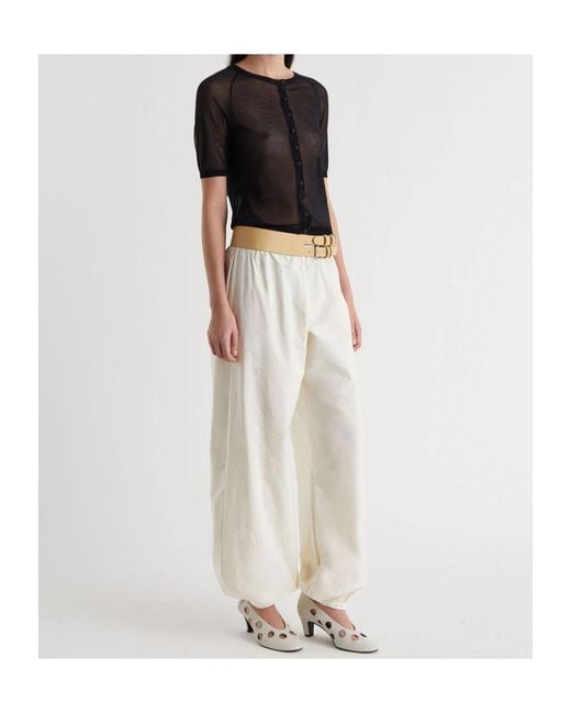 Paloma Wool White Elastic Cuff Relaxed Pants