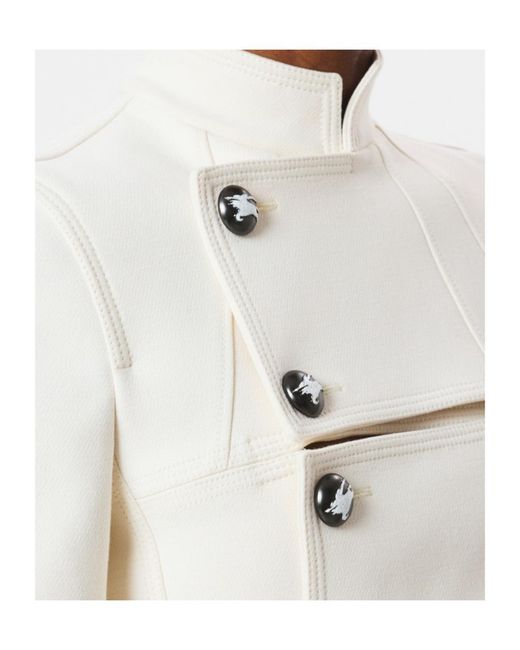 Burberry White Stretch Cotton Blend Tailored Jacket