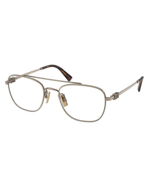 Miu Miu White Eyewear Square Frame Full Rim Glasses