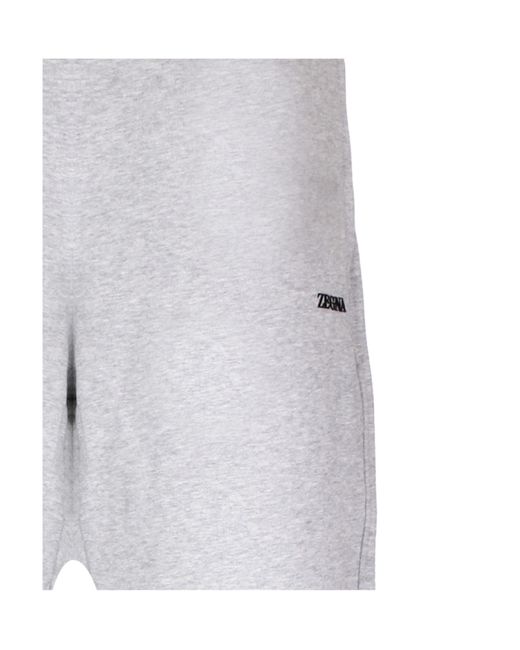 Zegna Gray Rubberised-Logo Track Pants for men