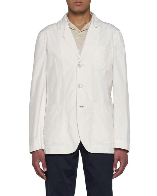 Brunello Cucinelli White Single-Breasted Blazer for men