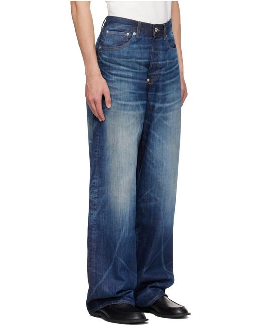 KENZO Blue Logo Patch Straight Leg Jeans for men
