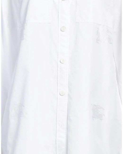 Burberry White Minimalist Solid-Color Long-Sleeve Shirt
