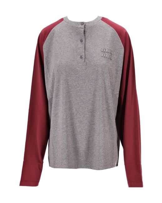 Miu Miu Multicolor Two-Toned Long-Sleeved T-Shirt