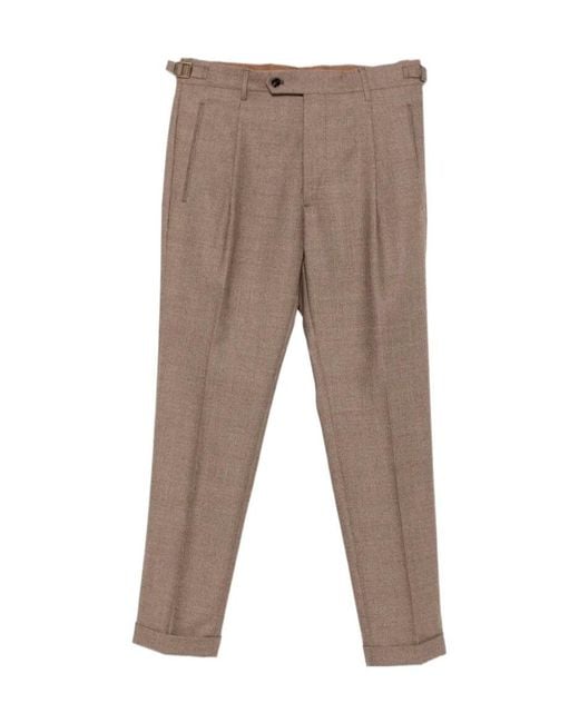 Berwich Gray Pleated Wool Trousers for men