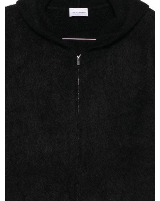 7 For All Mankind Black Fuzzy Zip Hooded Sweater