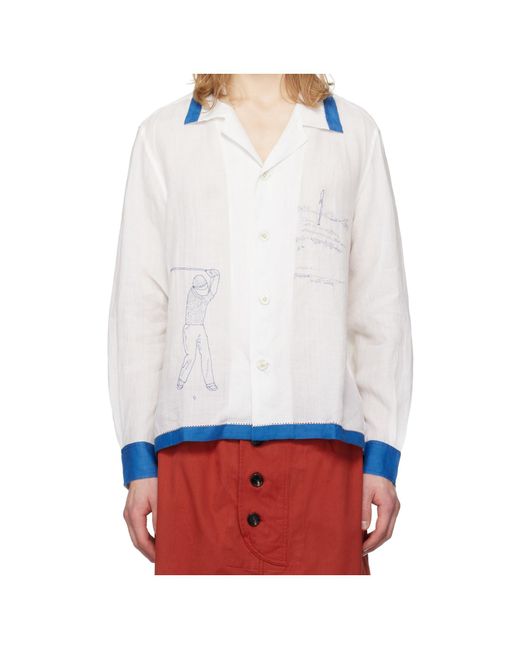 Bode White Linen Shirt for men
