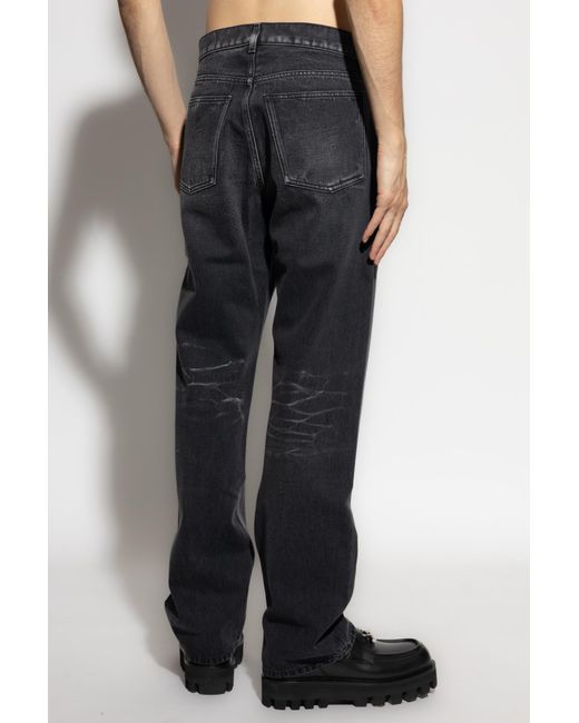 Moschino Blue Logo Patch Faded Jeans for men