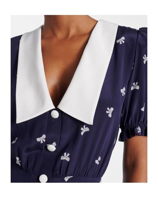 Alessandra Rich Blue Printed Silk Midi Dress