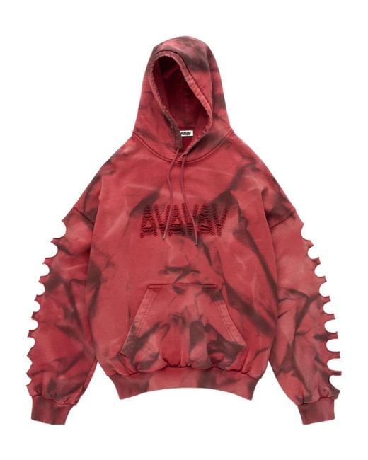 AVAVAV Red Laser Cut Logo Hoodie for men
