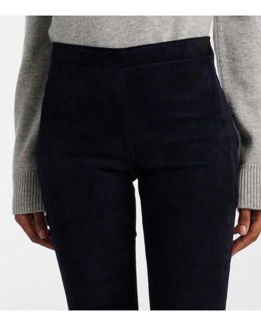 Stouls Blue Mid-Rise Suede Leggings