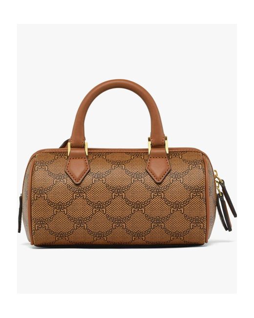 MCM Brown Ella Mini Lauretos Boston Bag