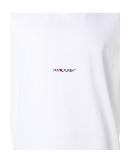 Saint Laurent Gray Logo Printed Crewneck T-Shirt for men