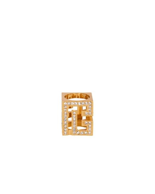 Balmain Metallic Embellished Cube Ring