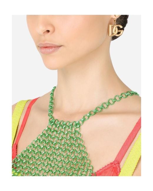 Dolce & Gabbana Metallic Interlocking Logo Earrings